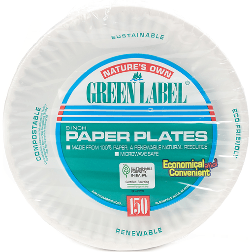 Nature’s Own Nature’s Own Green Label Paper Plate 9 In Plates White Smoke