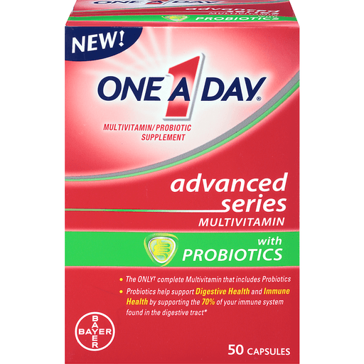 One A Day One A Day Advanced Series With Probiotics Multivitamin Capsules 50 Ct Box Vitamins & Supplements Firebrick