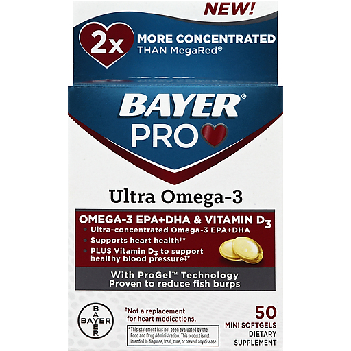 Bayer Bayer Pro Ultra Omega-3 Dietary Supplement Mini Softgels 50 Ct Box Vitamins & Supplements Lavender