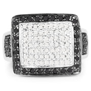 Bids.com 0.61 Carat Genuine Black Diamond and White Diamond .925 Sterling Silver Ring Rings