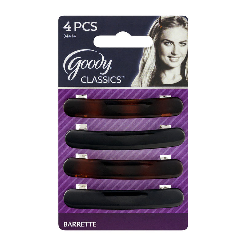Goody Goody 4414 Classic Oblong Autoclasp 4ct Barrettes Dark Slate Gray