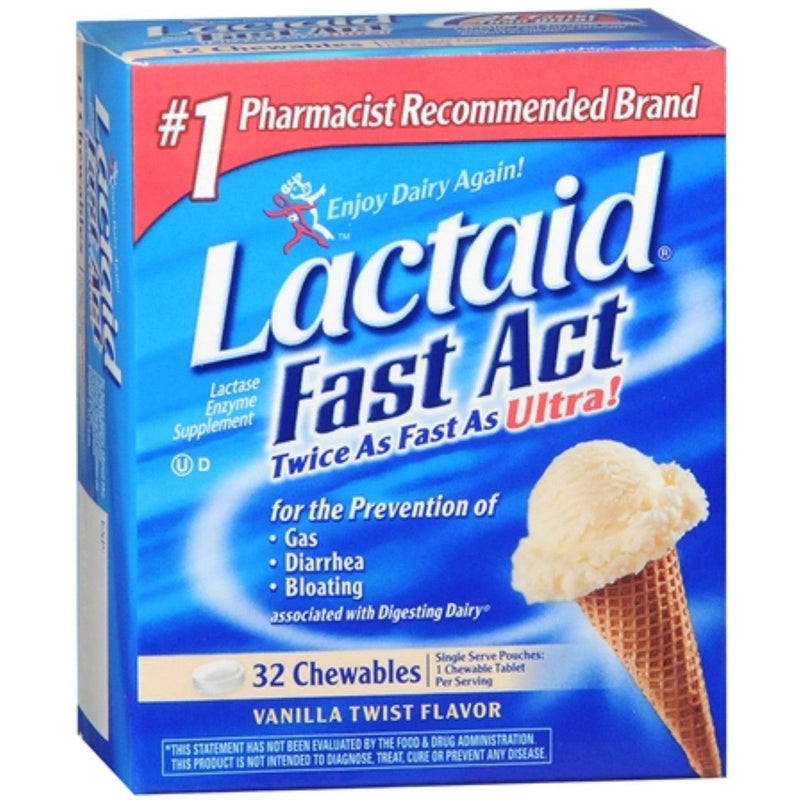 Lactaid Lactaid Lactase Enzyme Supplement, Fast Act, Chewables, Vanilla Twist Flavor Health & Beauty
