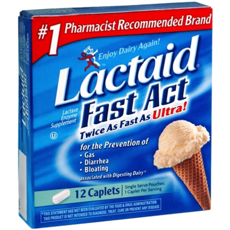 Lactaid Lactaid Fast Act Lactose Intolerance Relief Caplets With Lactase Enzyme, 12 Travel Packs Of 1-ct. (Packaging May Vary) Health & Beauty