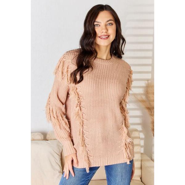 And The Why Tassel Detail Long Sleeve Sweater