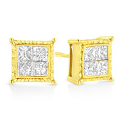Bids.com 14K Yellow Gold 1 Cttw Princess Cut Diamond Square Stud Earrings Earrings