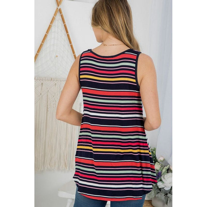 Plus Mixed Stripe Tank Top