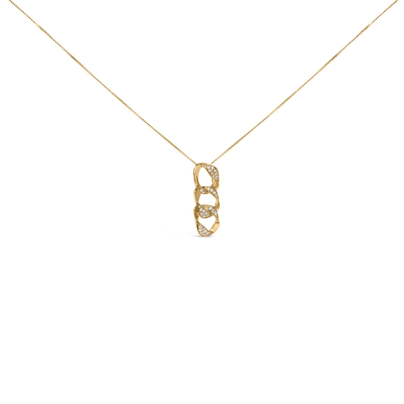 Bids.com 14K Yellow Gold Plated .925 Sterling Silver 1/6 Cttw Diamond Interlocking Triple Asymmetric Circle Hoop 18" Pendant Necklace (H-I Color, I1-I2 Clarity) Necklaces