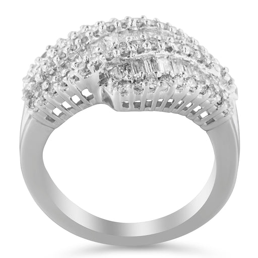 Bids.com 14K White Gold Diamond Cocktail Ring Band (1 3/4 Cttw, H-I Color, SI2-I1 Clarity) - Size 6-1/2 Rings