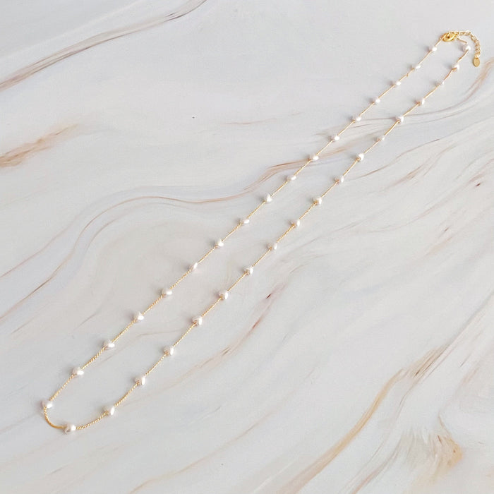 Pearl Heart Long Chain Necklace