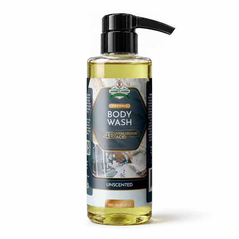 Garner's Garden 4D Hyaluronic Acid Body Wash | Organic Body Wash White Smoke 4D HA Body Wash Unscented / 16 oz (Recommended)