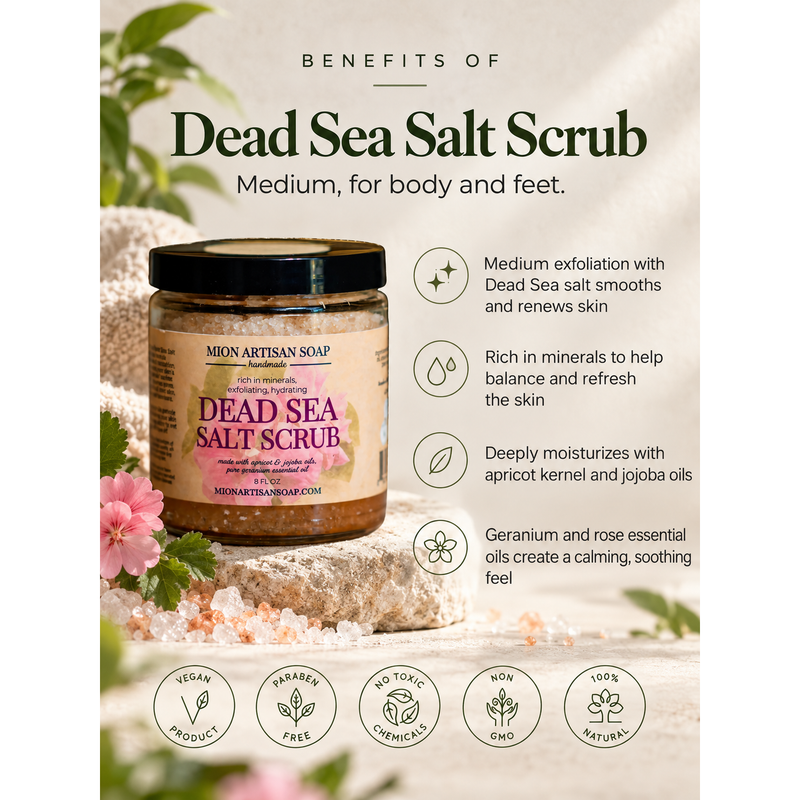 MION Artisan Soap Co. Dead Sea Salt Scrub | Medium Light Gray