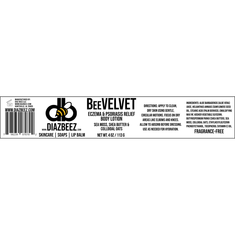 Diaz Beez BeeVELVET Eczema & Psoriasis Relief Body Lotion 4oz Lotion