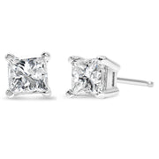 Bids.com AGS Certified 18K White Gold 1.0 Cttw 4-Prong Set Princess-Cut Solitaire Diamond Screw Back Stud Earrings (E-F Color, SI2-I1 Clarity) Earrings