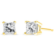 Bids.com 14K Yellow Gold 1.00 Cttw Princess-Cut Square Near Colorless Diamond Classic 4-Prong Solitaire Stud Earrings (J-K Color, I1-I2 Clarity) Earrings