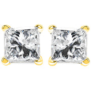 Bids.com 14K Yellow Gold 1.00 Cttw Princess-Cut Square Near Colorless Diamond Classic 4-Prong Solitaire Stud Earrings (J-K Color, I1-I2 Clarity) Earrings
