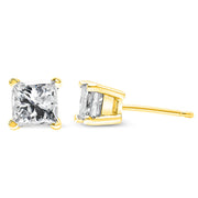 Bids.com 14K Yellow Gold 1/3 Cttw Princess-Cut Square Near Colorless Diamond Classic 4-Prong Solitaire Stud Earrings (J-K Color, I1-I2 Clarity) Earrings