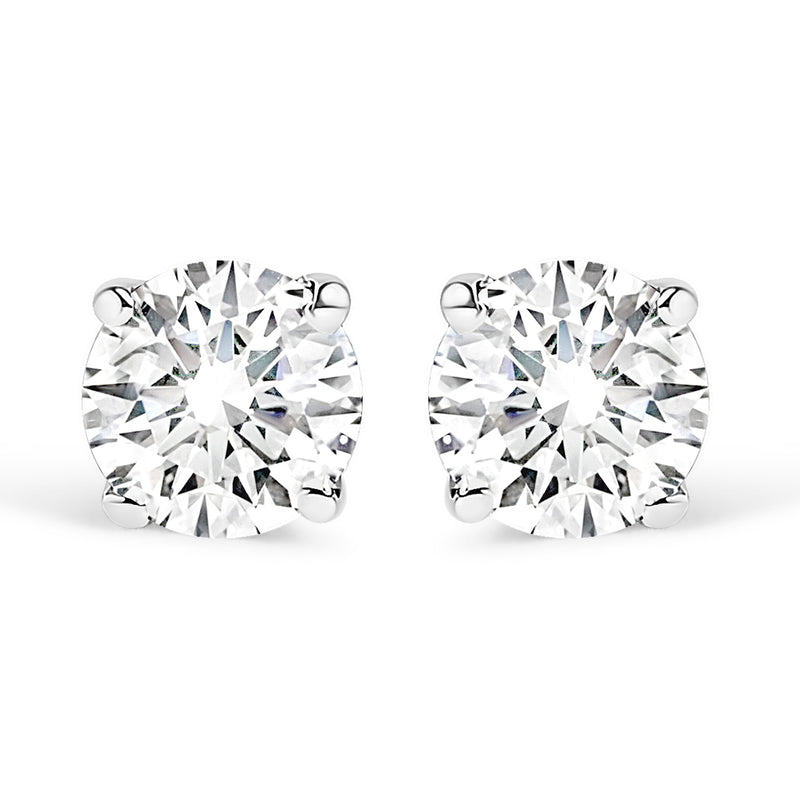 Bids.com 14K White Gold 1/3 Cttw Round Brilliant-Cut Near Colorless Diamond Classic 4-Prong Stud Earrings (J-K Color, I1-I2 Clarity) Earrings