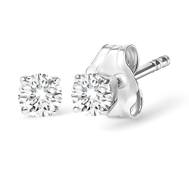 Bids.com AGS Certified 14K White Gold 1.0 cttw 4-Prong Set Brilliant Round-Cut Solitaire Diamond Push Back Stud Earrings (G-H Color, I1-I2 Clarity) Earrings