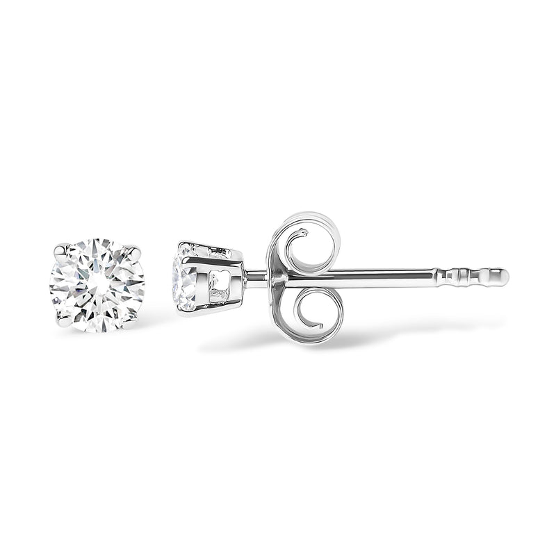 Bids.com 14K White Gold 1.00 Cttw Round Brilliant-Cut Near Colorless Diamond Classic 4-Prong Stud Earrings (H-I Color, I1-I2 Clarity) Earrings