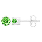 Bids.com .925 Sterling Silver 1/5 Cttw Round Brilliant-Cut Green Diamond Classic 4-Prong Stud Earrings (Fancy Color-Enhanced, I2-I3 Clarity) Earrings