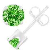 Bids.com .925 Sterling Silver 1/5 Cttw Round Brilliant-Cut Green Diamond Classic 4-Prong Stud Earrings (Fancy Color-Enhanced, I2-I3 Clarity) Earrings