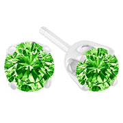 Bids.com .925 Sterling Silver 1/5 Cttw Round Brilliant-Cut Green Diamond Classic 4-Prong Stud Earrings (Fancy Color-Enhanced, I2-I3 Clarity) Earrings