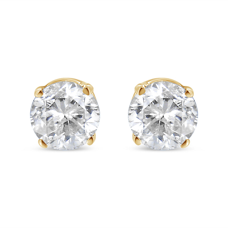 Bids.com 14K Yellow Gold 1/2 Cttw Round-Cut Diamond Solitaire Stud Earrings (O-P Color, SI2-I1 Clarity) Earrings