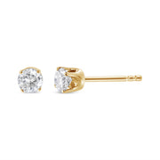 Bids.com AGS Certified 14K Yellow Gold 1/2 Cttw 4 Prong Set Brilliant Round-Cut Solitaire Diamond Push Back Stud Earrings (O-P, Color, SI2-I1 Clarity) Earrings