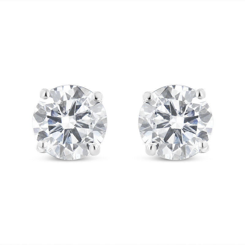 Bids.com 14K White Gold 1-1/2 Cttw Round Brilliant-Cut Diamond Classic 4-Prong Stud Earrings with Screw Backs (H-I Color, I1-I2 Clarity) Earrings