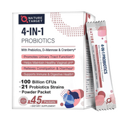 Nature Target 4-in-1 Probiotics, 100 Billion CFUs, 45 Packs Probiotic