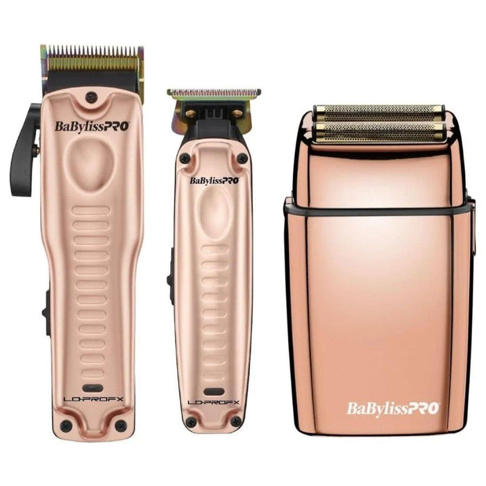 Babylisspro Rose Gold Lo-Profx Clipper & Trimmer #Fxholpklp-Rg & Double Foil Shaver Fxfs2Rg + 5 Free Gifts Combo Set