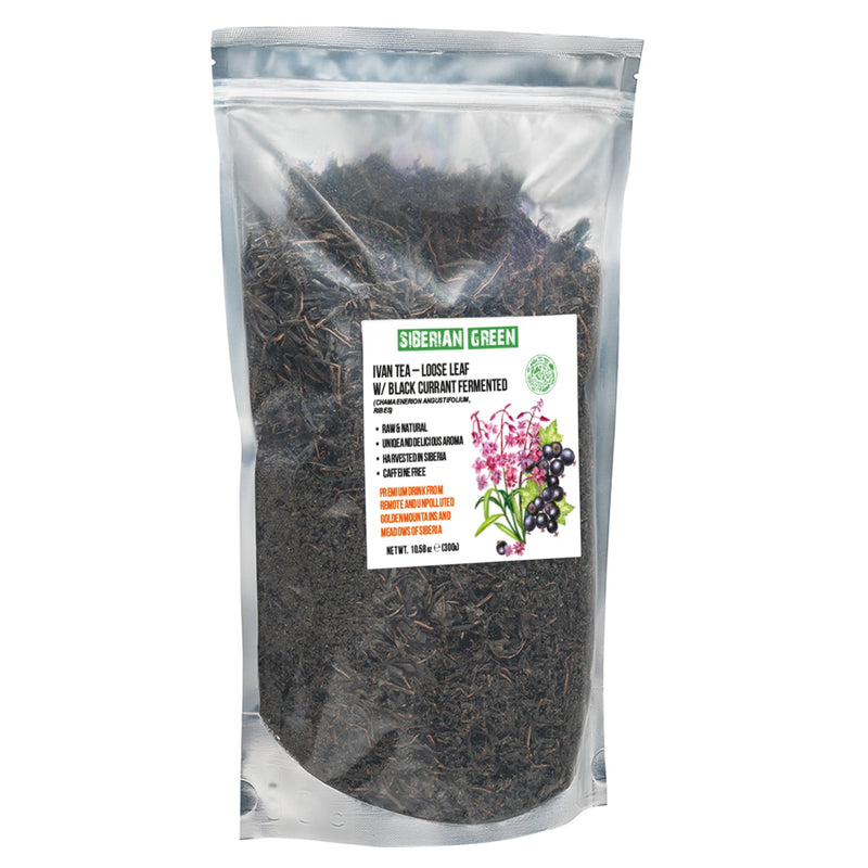 SiberianGreen.com Siberian Green Fermented Ivan Tea with Black Currant Leaves – 300g Tea & Infusions