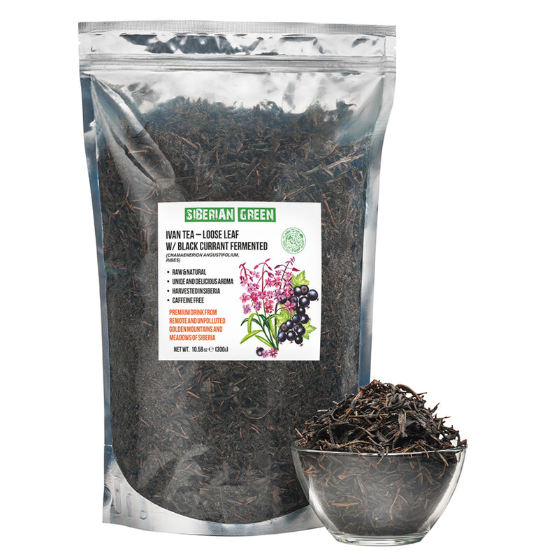 SiberianGreen.com Siberian Green Fermented Ivan Tea with Black Currant Leaves – 300g Tea & Infusions