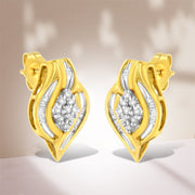Bids.com 10K Yellow Gold 1/3 cttw Round-Cut Diamond Cluster and Swirl Stud Earrings (J-K Clarity, I2-I3 Color) Earrings