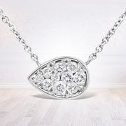 Bids.com 14K White Gold 1/4 Cttw Round Diamond Composite Teardrop Shape 18" Pendant Necklace - (G-H Color, SI2-I1 Clarity) Necklaces