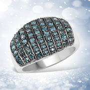 Bids.com 0.83 Carat Genuine Blue Diamond and White Diamond .925 Sterling Silver Ring Rings