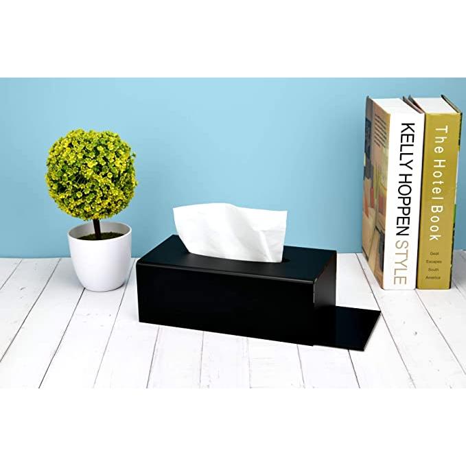 Acrylic Tissue Box Cover, Rectangular Facial Tissue Holder, Black