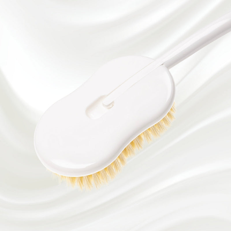 Natural Bristle Shower Back Brush - Long Handle for Full Back Exfoliation