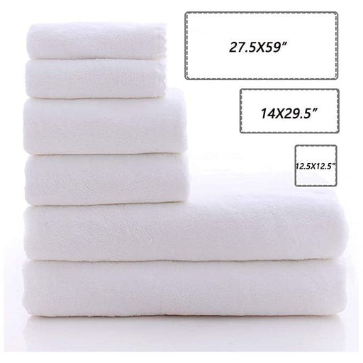 100% Cotton Premium White Towel Sets For Bathroom (Pack of 6)