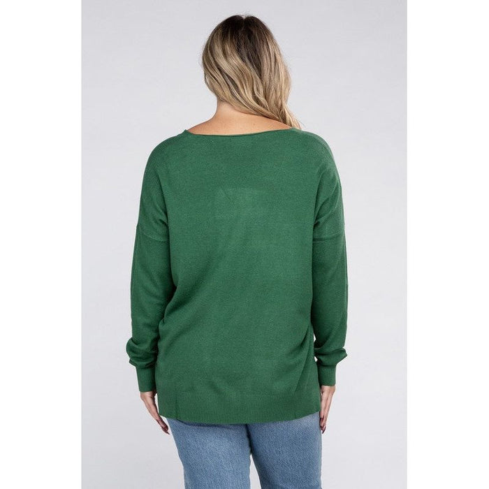 Plus Garment Dyed Front Seam Sweater