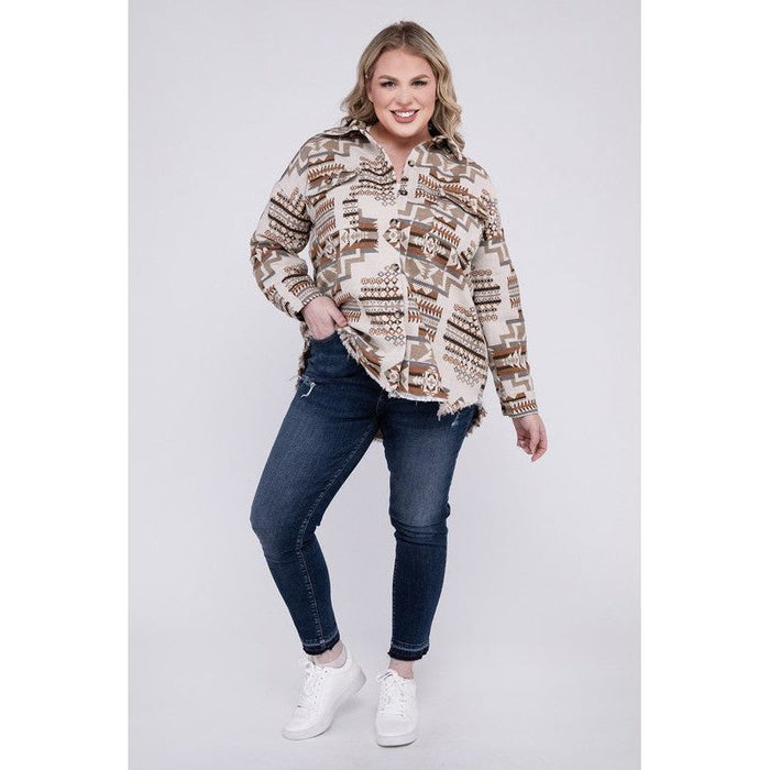 Plus Size Aztec Western Shacket