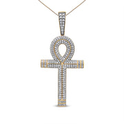 Bids.com 10K Yellow Gold 1 7/8 Cttw Round Diamond Ankh Cross Pendant Necklace for Men (H-I Color, SI1-SI2 Clarity) - NO CHAIN INCLUDED Necklaces