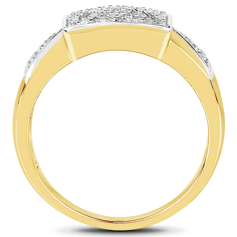 Bids.com 14K Yellow Gold Plated 0.21 Carat Genuine White Diamond .925 Sterling Silver Ring Rings