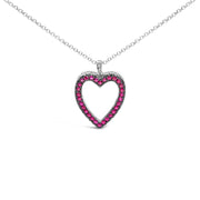 Bids.com 18K 1/3 Cttw Diamond and Red Ruby Open Heart with Black Rhodium 18" Pendant Necklace (G-H Color, VS2-SI1 Clarity) Necklaces