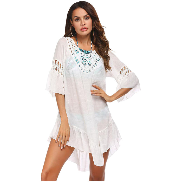 Backless Cutout Three-Quarter Sleeve Cover Up