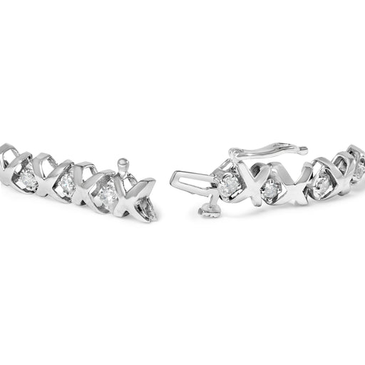 Bids.com 10K White Gold 1 1/2 Cttw Diamond Alternating Diamond and X-Link 7.5" Tennis Bracelet (H-I Color, I2-I3 Clarity) Bracelets