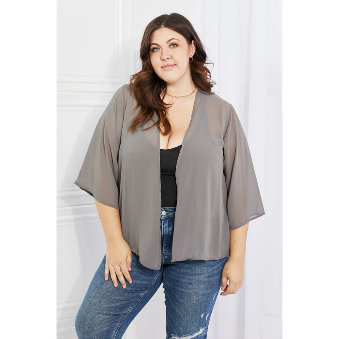 Melody Just Breathe Chiffon Kimono in Black