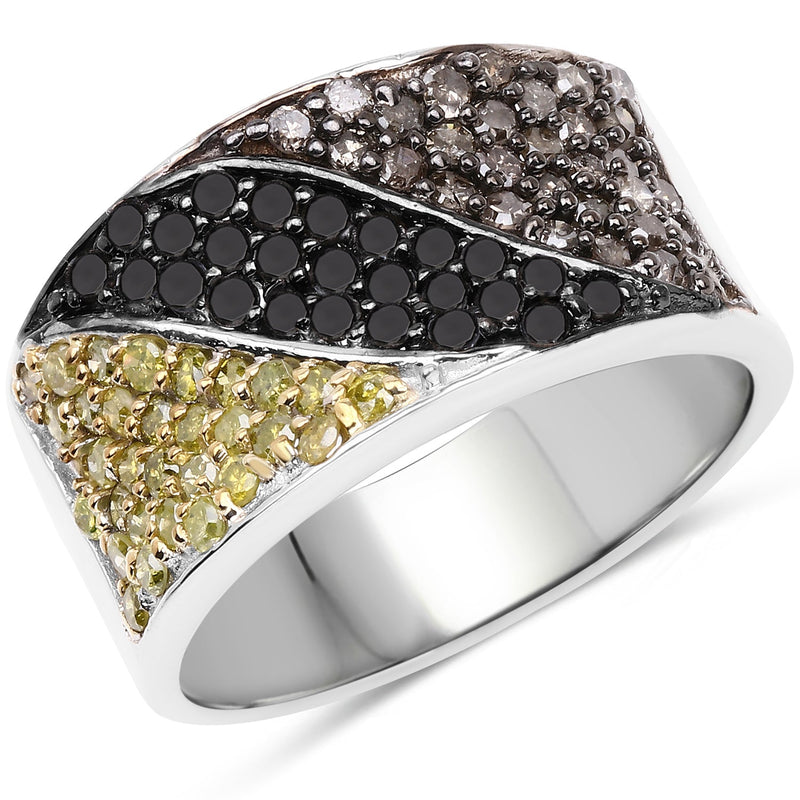 Bids.com 1.32 Carat Genuine multi Diamond .925 Sterling Silver Ring Rings
