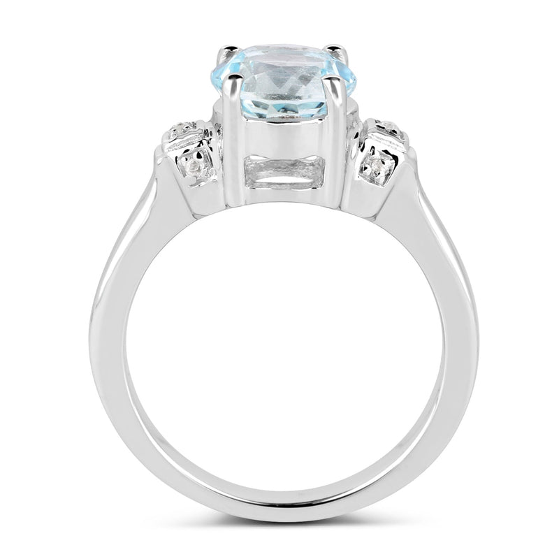 Bids.com 2.28 Carat Genuine Blue Topaz and White Topaz .925 Sterling Silver Ring Rings