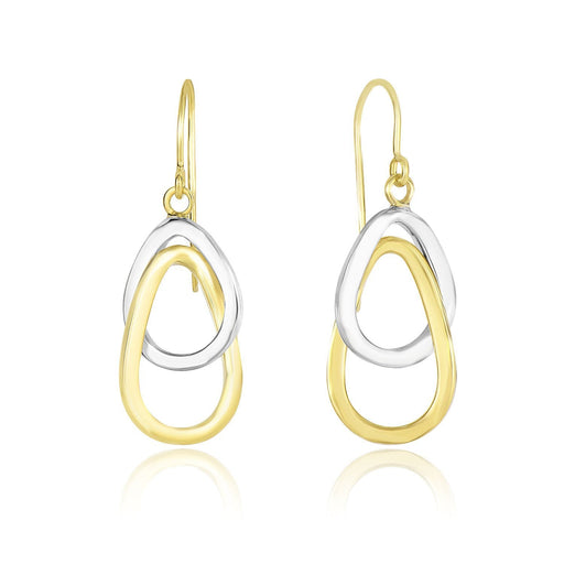 Bids.com 14k Two-Tone Gold Interlaced Open Teardrop Drop Earrings Earrings